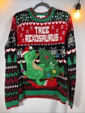 Celebrate Together Tree Rexosaurus Holiday Crewneck Sweater - Green & Red